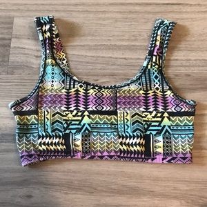 Bralette Aztec Tribal Print Tie Dye Wide Strap